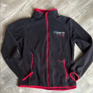 Black Fleece Jacket with Red Trim Cleveland clinic fleece jacket